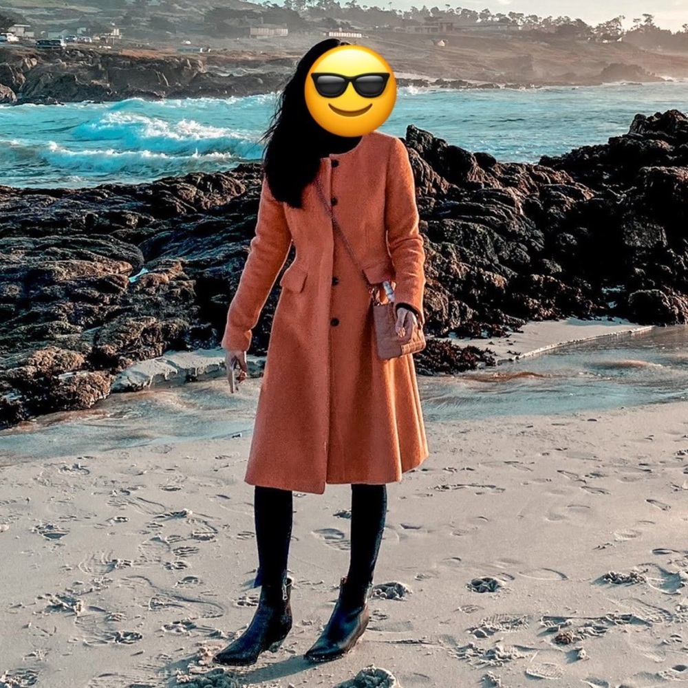 J.Crew orange pink wool alpaca dress coat
